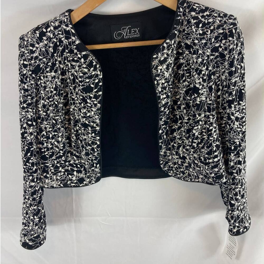 New Alex Evenings Mandarin Vine Crop Evening Jacket Size 12